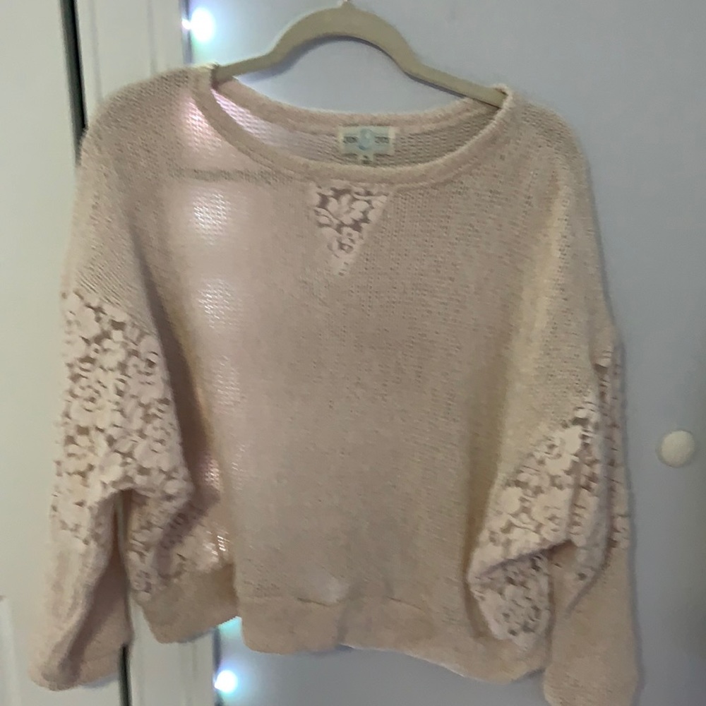 White long sleeve sweater with flowers